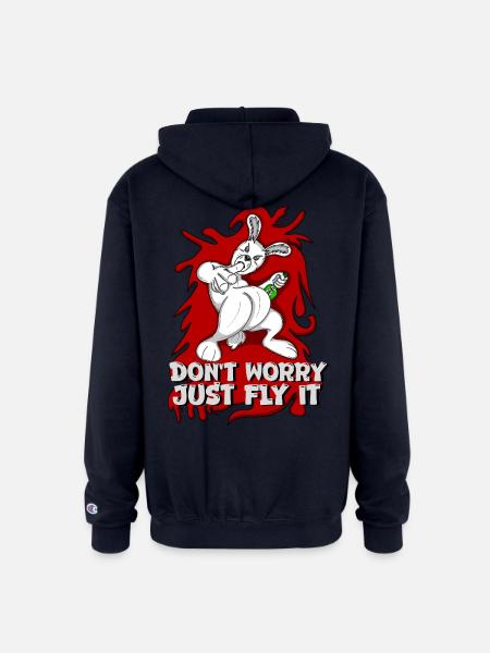 Badass bunny just fly it - Champion Unisex Full Zip Hoodie - navy