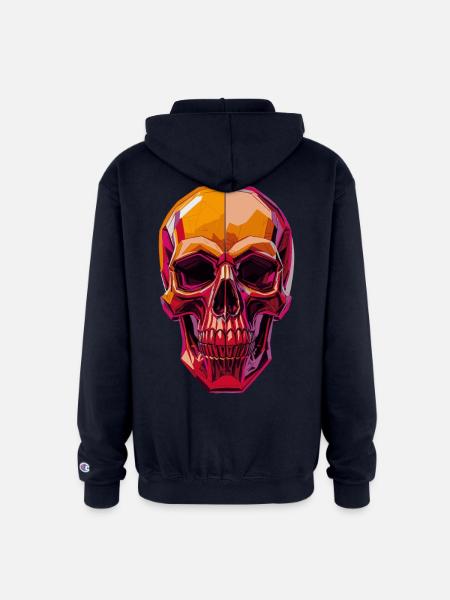 Polygon Skull – Geometric Skull Art - Champion Unisex Full Zip Hoodie - navy