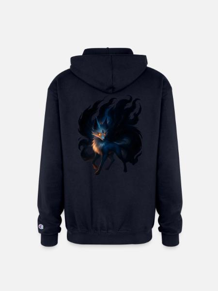 Mystic Night Wolf Illustration - Champion Unisex Full Zip Hoodie - navy