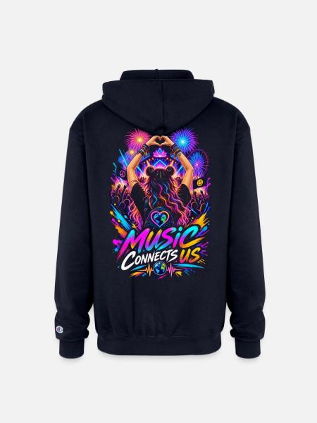 Music Connects Us - Champion Unisex Full Zip Hoodie - navy