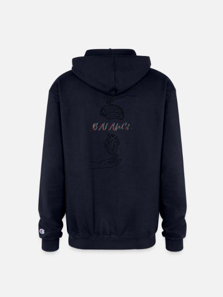 The Balance = Brain & Heart - Champion Unisex Full Zip Hoodie - navy