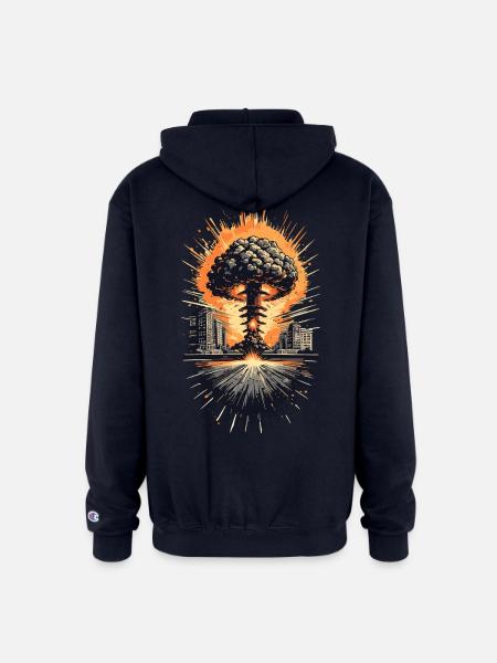 Urban Nuclear Mushroom Cloud - Champion Unisex Full Zip Hoodie - navy