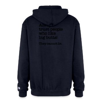 Plus-size, chubby, BBW, feedees and big ass lovers - Champion Unisex Full Zip Hoodie - navy - Back