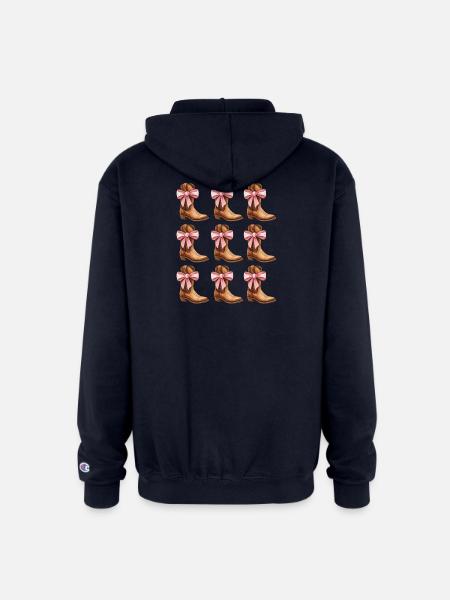 Cowgirl Boots and Pink Bows Rodeo - Champion Unisex Full Zip Hoodie - navy