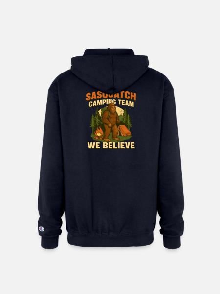 Sasquatch Camping Team – We Believe - Champion Unisex Full Zip Hoodie - navy