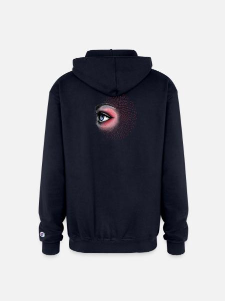 Iridescent Eye Halftone Burst - Champion Unisex Full Zip Hoodie - navy