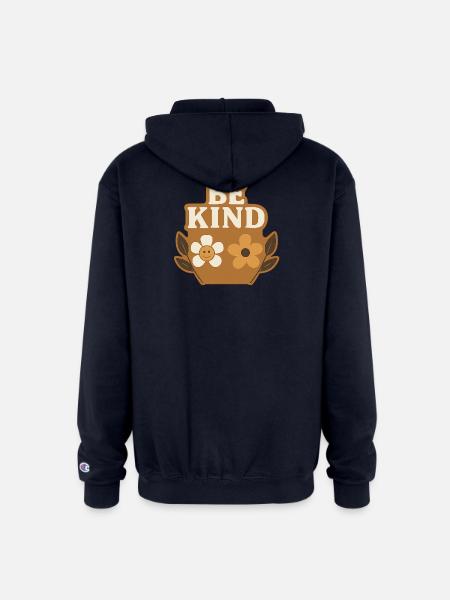 Be Kind Floral Basket Charm - Champion Unisex Full Zip Hoodie - navy