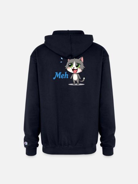 Meh – Funny Cat Meme - Champion Unisex Full Zip Hoodie - navy