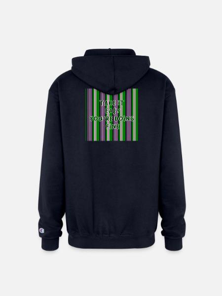 Take It Easy Encouragement Stripes - Champion Unisex Full Zip Hoodie - navy