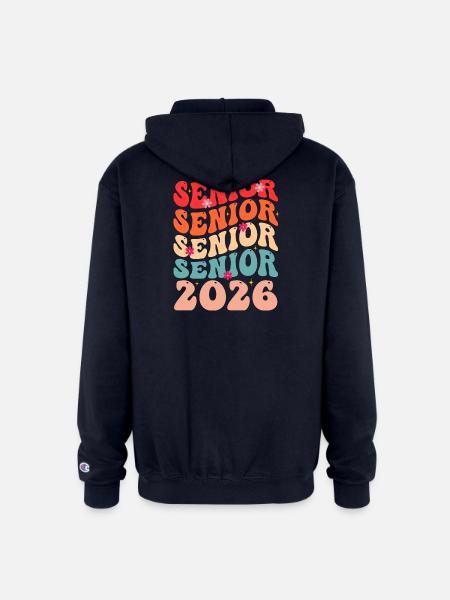 Senior Class 2026 Floral Rainbow - Champion Unisex Full Zip Hoodie - navy