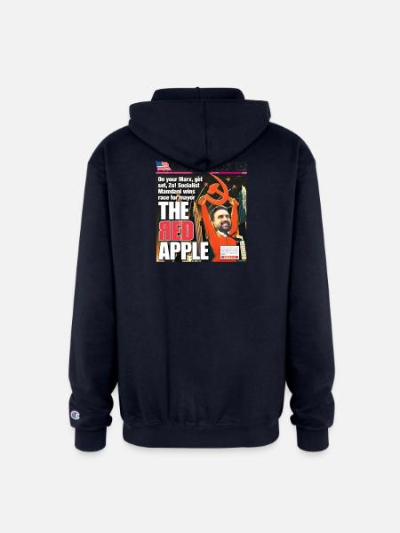 The Red Apple New York Post Zohran Mamdani  - Champion Unisex Full Zip Hoodie - navy