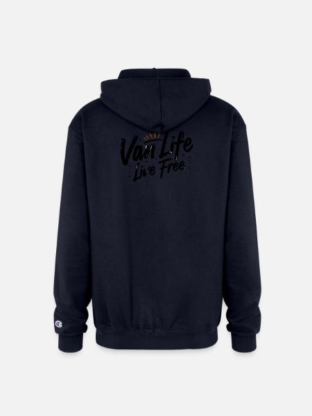 Van Life - Nocturnal Silhouette Sunburst - Champion Unisex Full Zip Hoodie - navy
