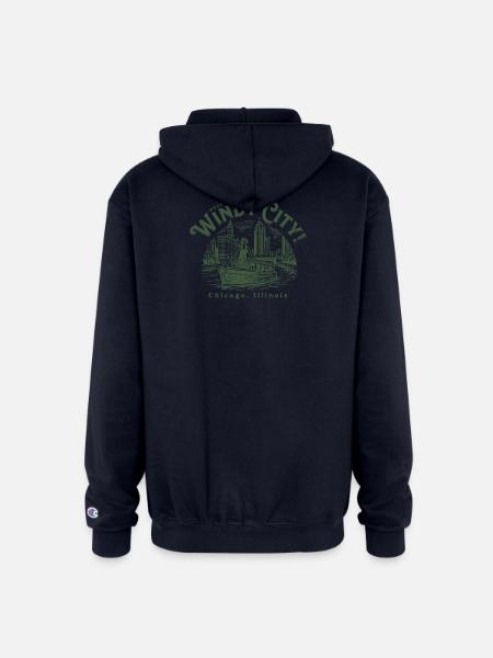 Windy City Skyboat Silhouette - Champion Unisex Full Zip Hoodie - navy