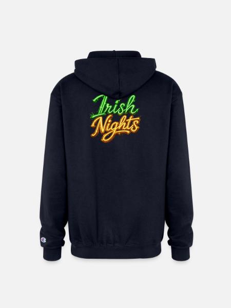 Irish Nights Neon Sign - Champion Unisex Full Zip Hoodie - navy
