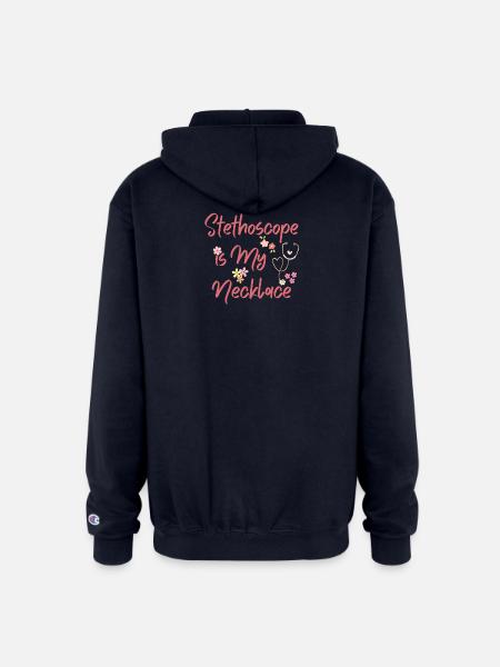 Stethoscope Is My Necklace - Champion Unisex Full Zip Hoodie - navy