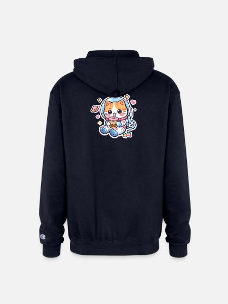 Cosmic Kitty Bubble Tea - Champion Unisex Full Zip Hoodie - navy