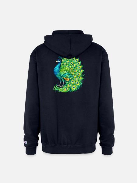 Vivid Peacock Cascade - Champion Unisex Full Zip Hoodie - navy