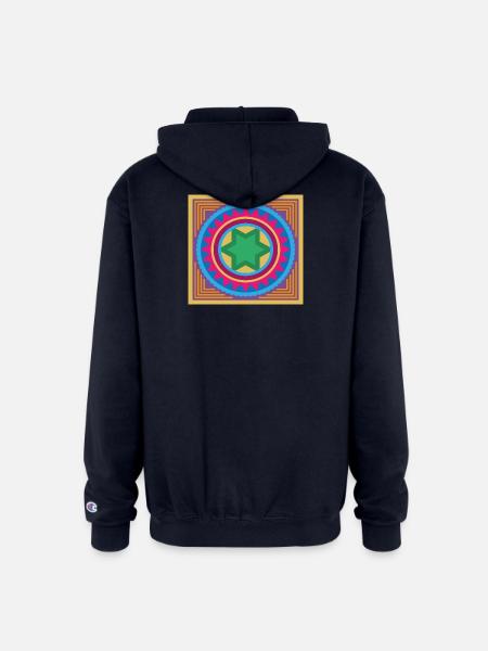 Vibrant Star Mandala Burst - Champion Unisex Full Zip Hoodie - navy