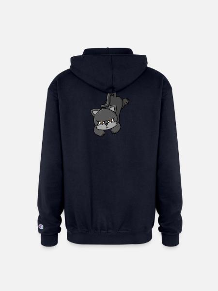 Grouchy Grey Cat - Champion Unisex Full Zip Hoodie - navy