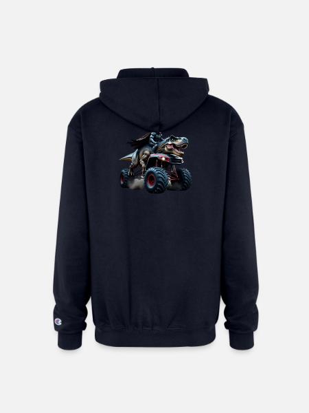 Prehistoric Power Rider - Champion Unisex Full Zip Hoodie - navy