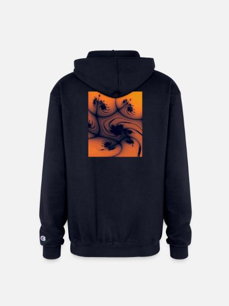 Fractal Flame Swirl - Champion Unisex Full Zip Hoodie - navy
