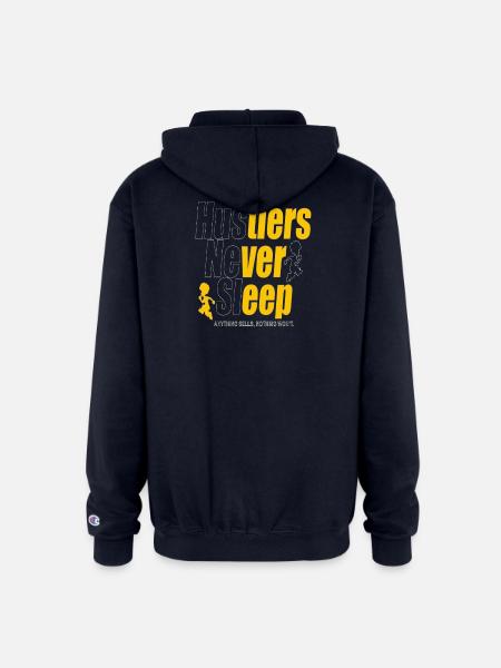 Hustlers Never Sleep - Champion Unisex Full Zip Hoodie - navy