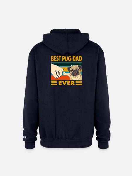 Best Pug Dad Ever - Champion Unisex Full Zip Hoodie - navy