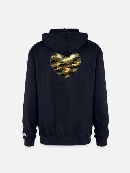 Camo Heart - Champion Unisex Full Zip Hoodie - navy