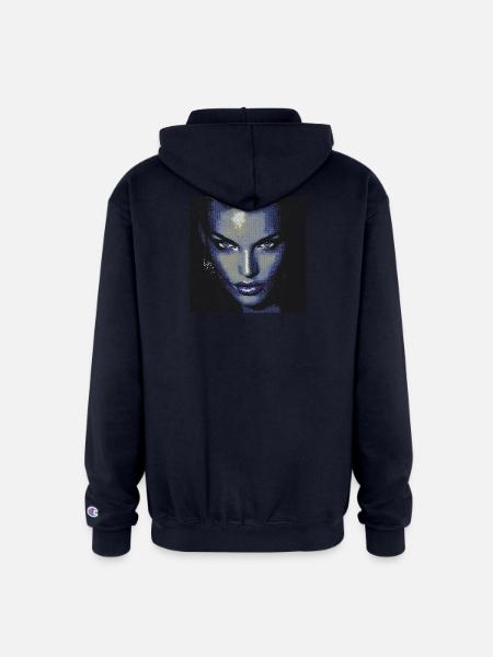 Midnight Halftone Femme Fatale - Champion Unisex Full Zip Hoodie - navy
