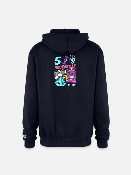 Sock Hop Party Rockabilly - Champion Unisex Full Zip Hoodie - navy