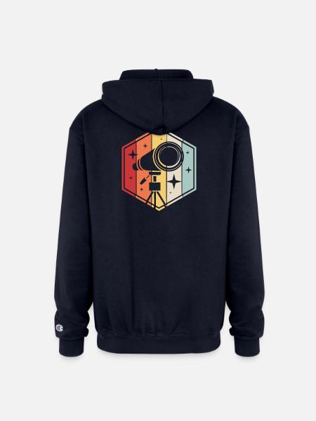 Stargazing Space Telescope - Champion Unisex Full Zip Hoodie - navy