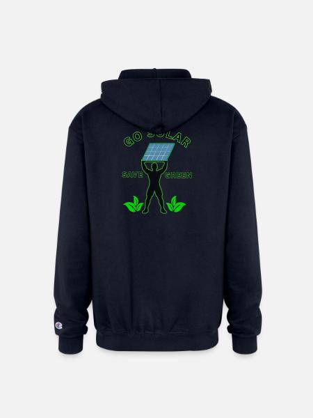 Go_solar-_save_green_-height - Champion Unisex Full Zip Hoodie - navy