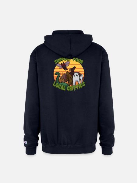 Support Your Local Cryptids - Champion Unisex Full Zip Hoodie - navy