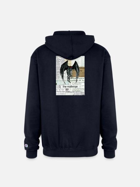 Mothman Newspaper Collage - Champion Unisex Full Zip Hoodie - navy