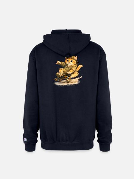 Skate Kitten on Board - Champion Unisex Full Zip Hoodie - navy