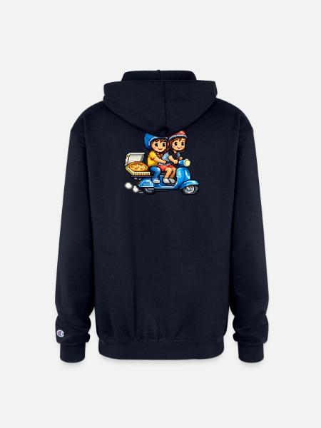 Boy and Girl on Vespa with Pizza! - Champion Unisex Full Zip Hoodie - navy