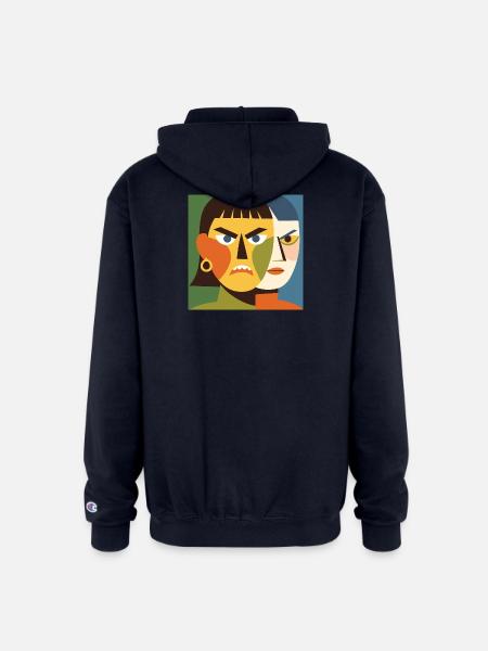 Cubist Dual Faces - Champion Unisex Full Zip Hoodie - navy