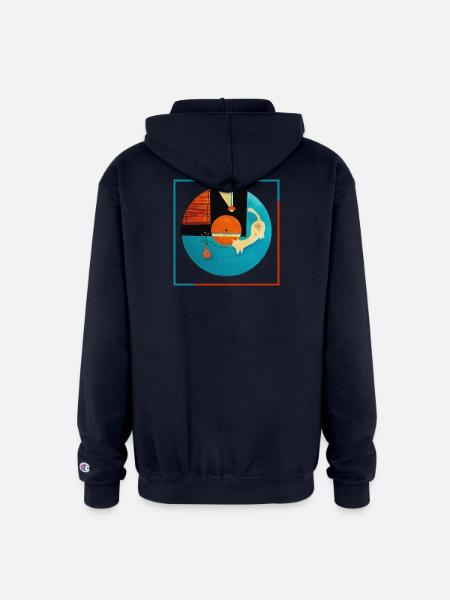 Abstract Cat Orbit Circle - Champion Unisex Full Zip Hoodie - navy
