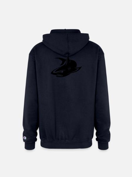 Shark - Champion Unisex Full Zip Hoodie - navy