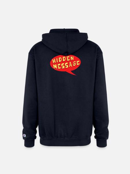 Hidden Message Speech Bubble - Champion Unisex Full Zip Hoodie - navy