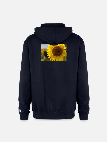 Sunlit Spiral Sunflower - Champion Unisex Full Zip Hoodie - navy