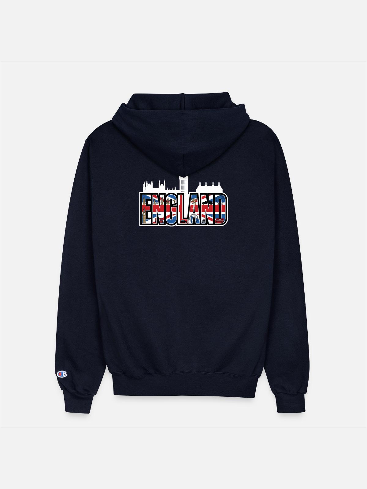 England - Champion Unisex Full Zip Hoodie - navy - Back