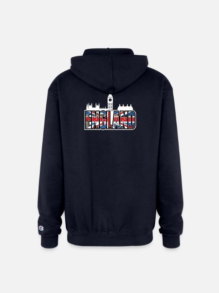 England - Champion Unisex Full Zip Hoodie - navy
