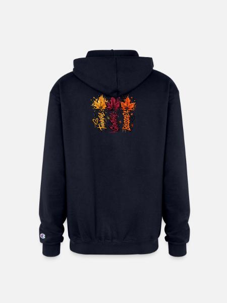 Autumn Graffiti Leaves - Champion Unisex Full Zip Hoodie - navy