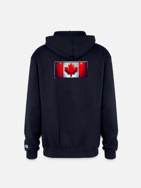 Pixel Maple Flag - Champion Unisex Full Zip Hoodie - navy