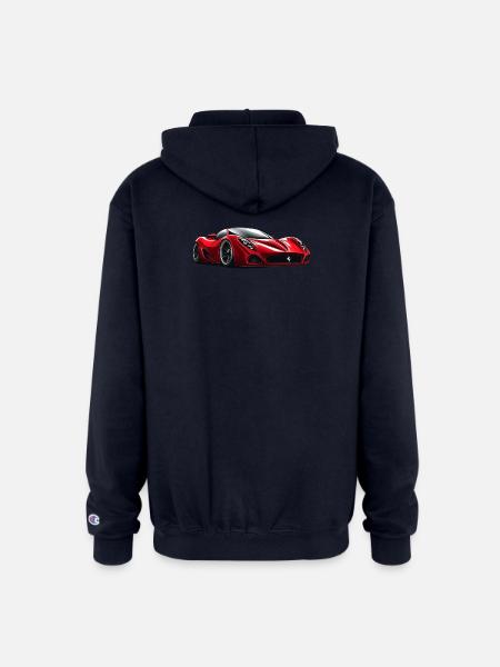 Crimson Velocity Sports Car - Champion Unisex Full Zip Hoodie - navy