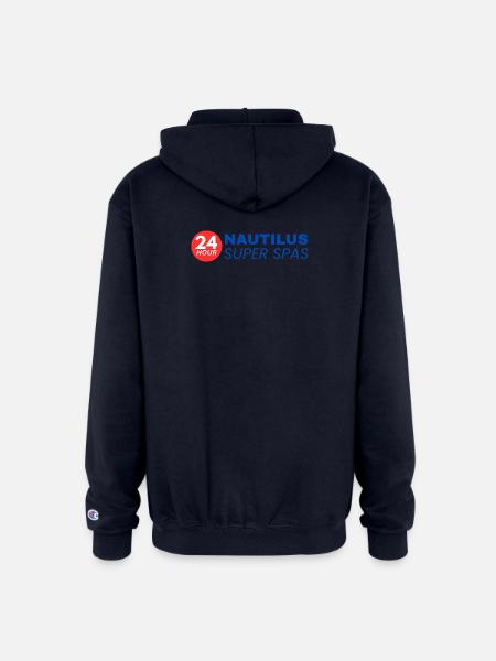 24-Hour Nautilus Super Spas - Vintage 1970s - Champion Unisex Full Zip Hoodie - navy