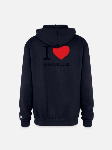 I love Marseille - Champion Unisex Full Zip Hoodie - navy