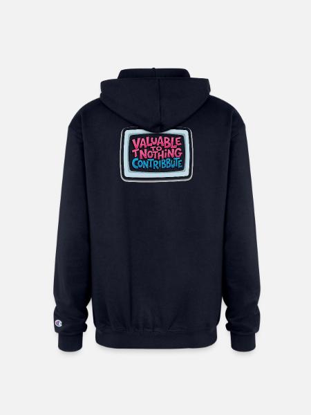 Valuable Nothing Retro TV - Champion Unisex Full Zip Hoodie - navy