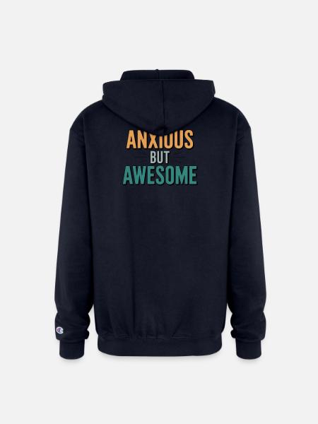 Anxious But Awesome - Champion Unisex Full Zip Hoodie - navy